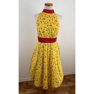 Disney Yellow and Red Floral Dress featuring Fantasia flamingos
